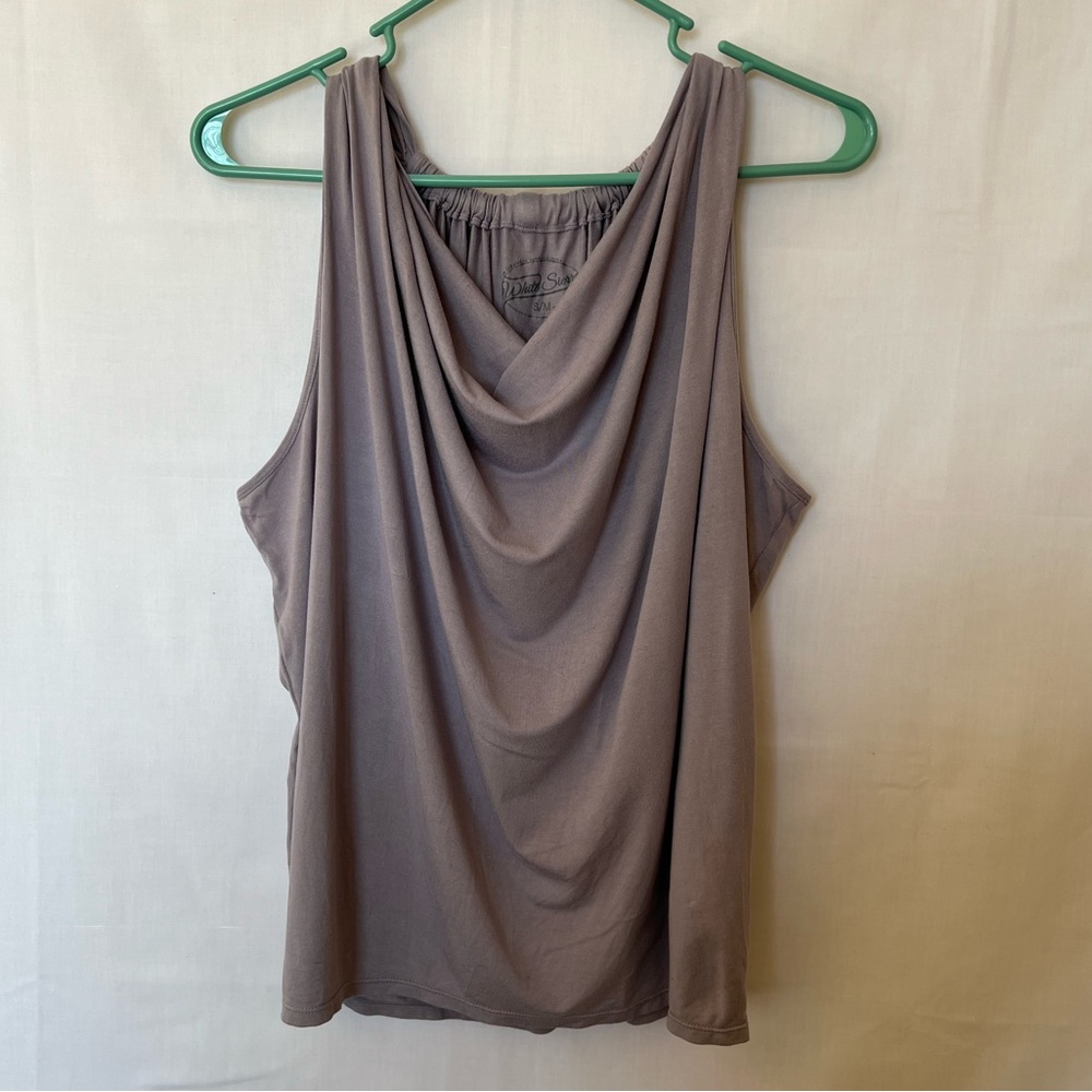 White Sierra hanging neck tank. Purple gray S/M
